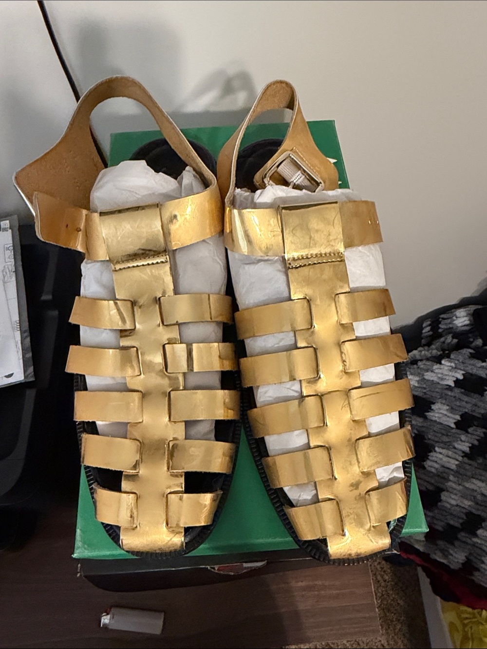 J. Crew Metallic Gold Leather Gladiator Sandals